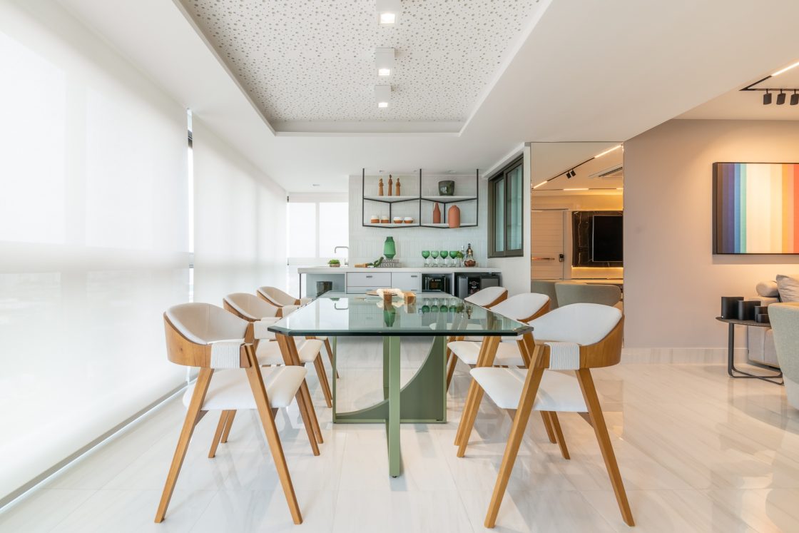 Área gourmet integrada à sala de estar