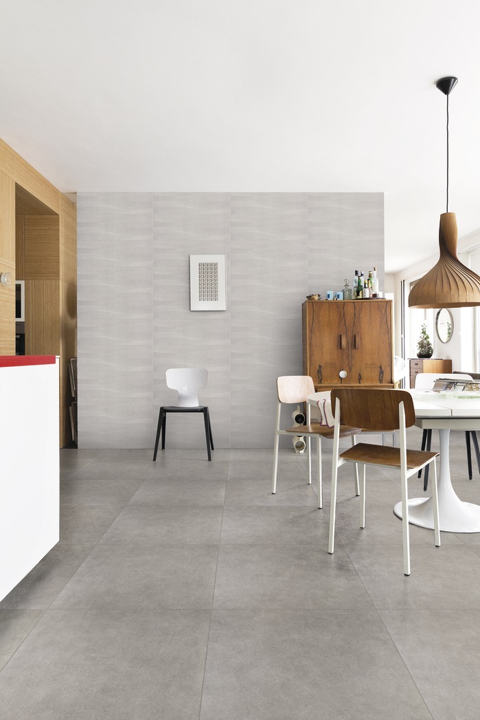 A linha Orbit reproduz o concreto para todos os ambientes da casa (Projeto: Portobello)