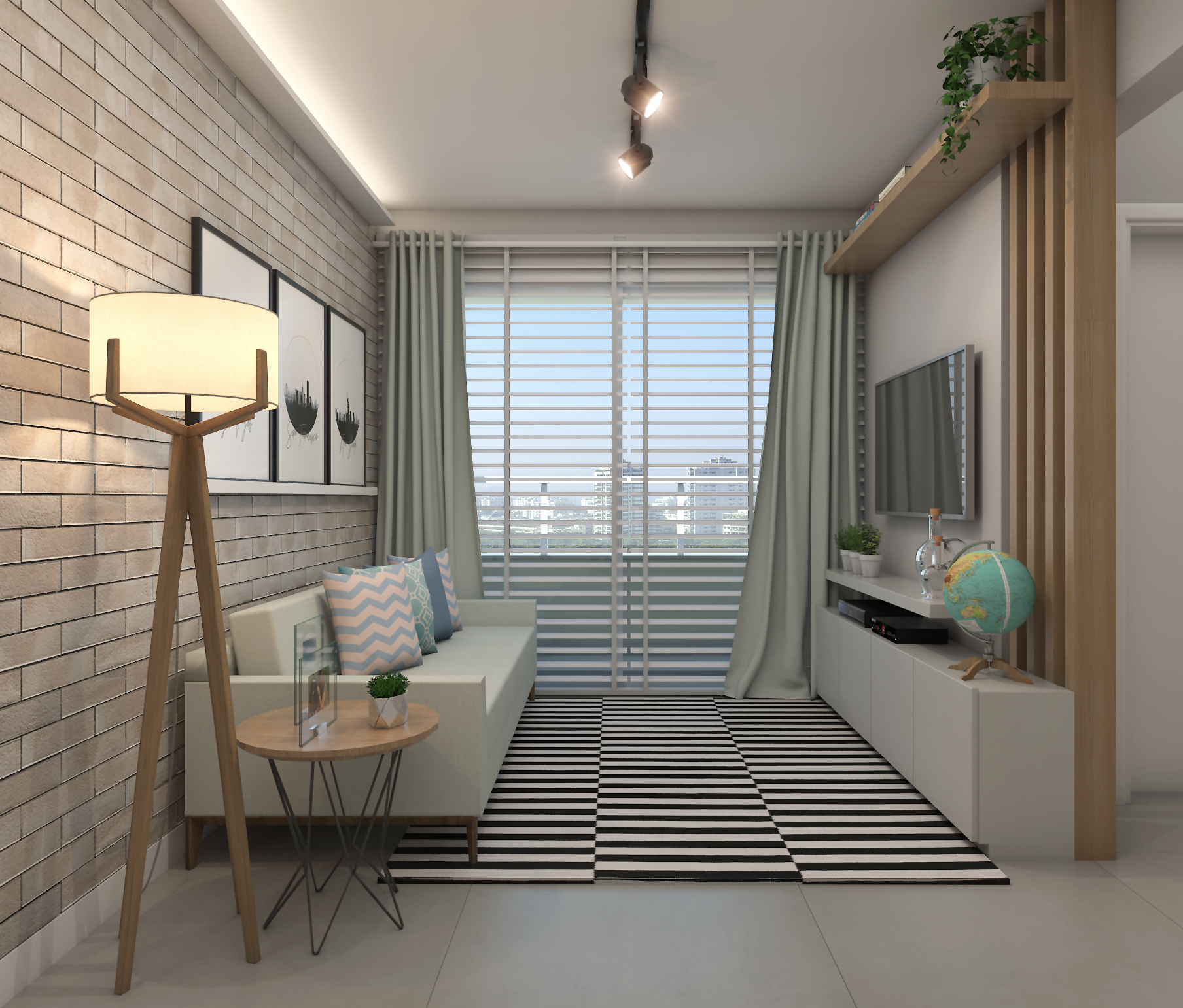 Ao decorar apartamento pequeno, pense nas janelas e na iluminação artificial (Projeto: CO27 Arquitetura)