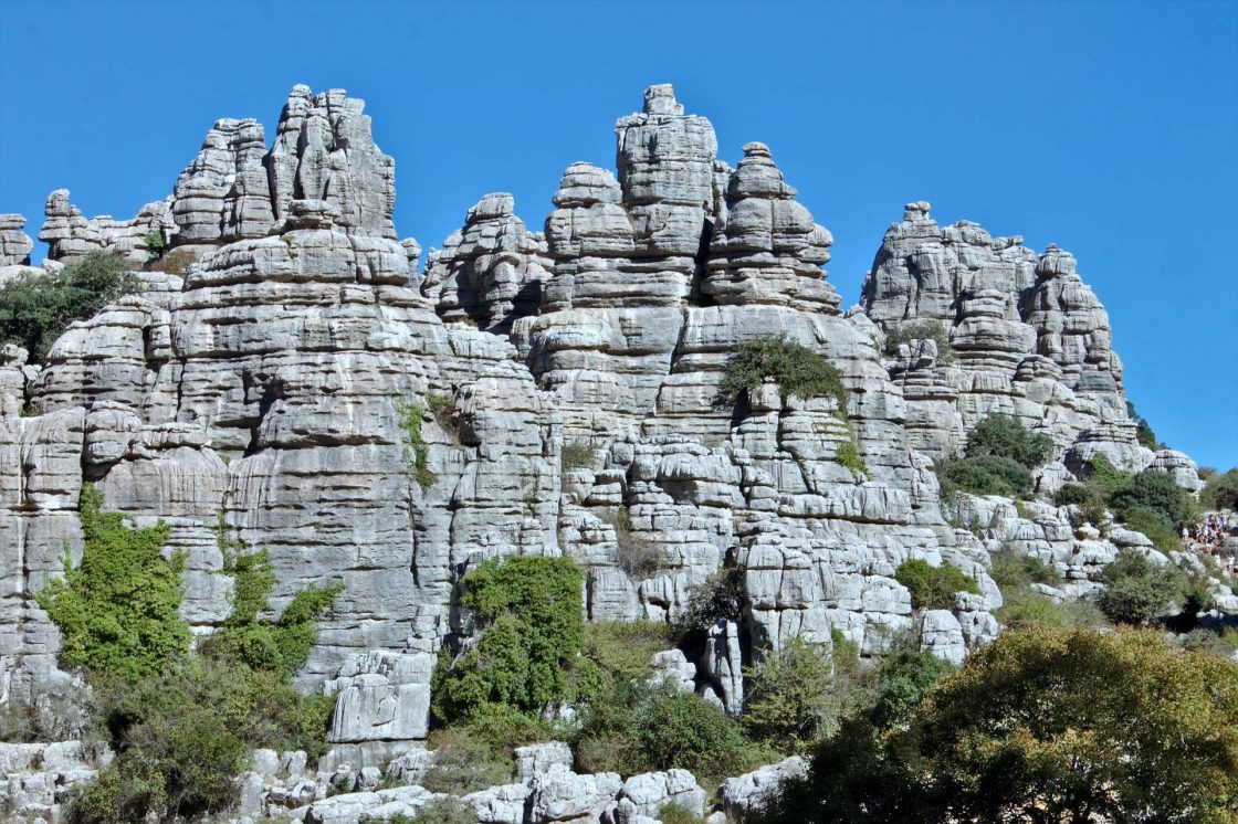 Formação geológica de limestone na natureza na Espanha