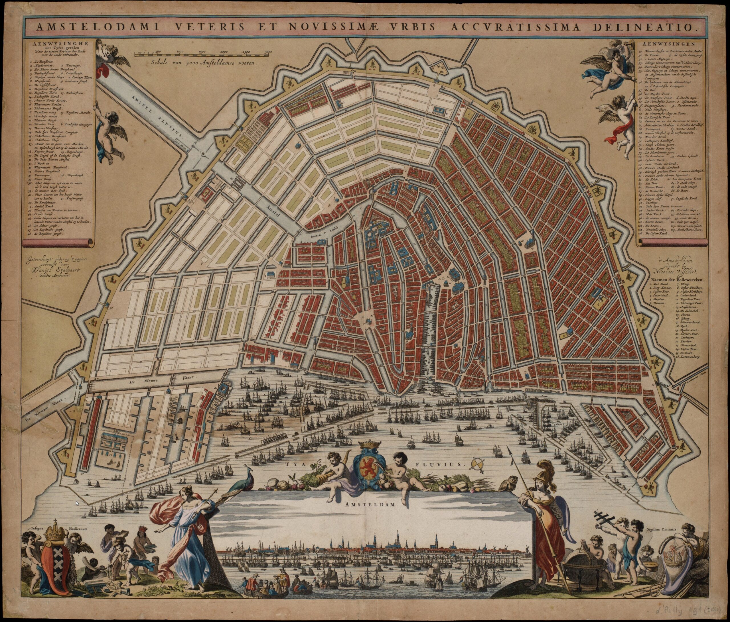 Mapa dos canais de Amsterdã, em 1662 