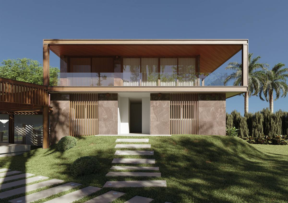 A combinação de Or de Cacau com madeira traz ainda mais aconchego aos ambientes e pode ser um diferencial nas fachadas