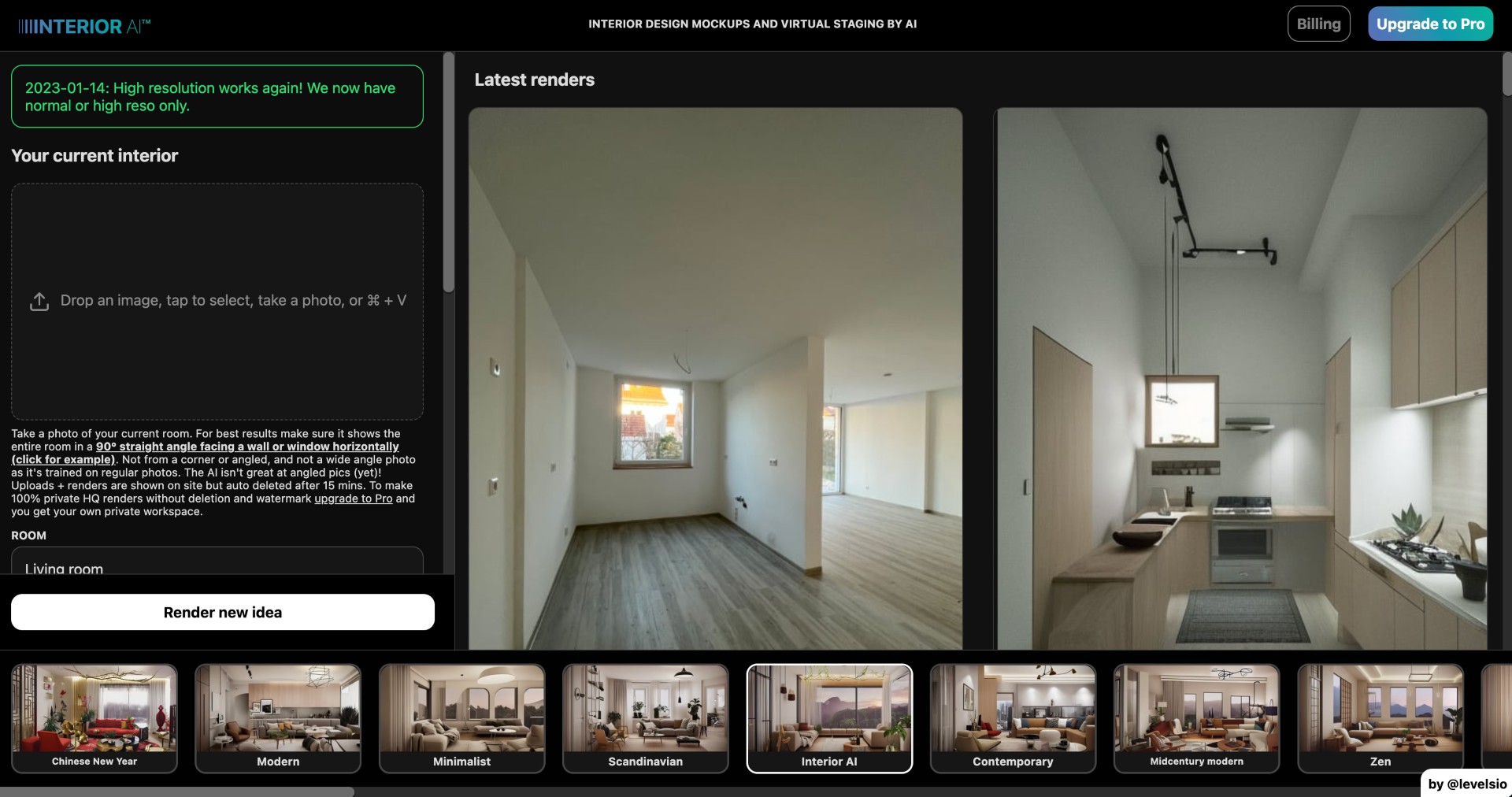 Site Interior AI pode apresentar até 17 estilos decorativos de uma cômodo da casa 