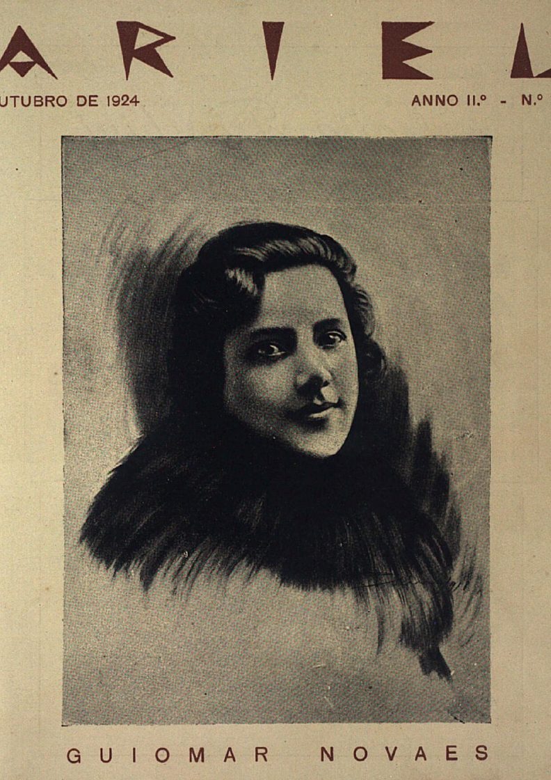 Capa da revista "Ariel" de 1924 com fotografia da pianista brasileira Guiomar Novaes, figura importante da música erudita no período modernista