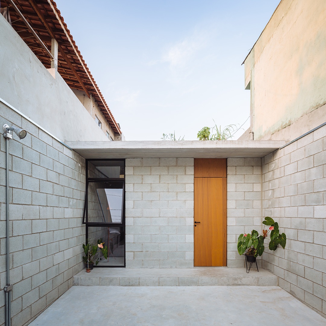casa de tijolo de concreto, arquitetura social