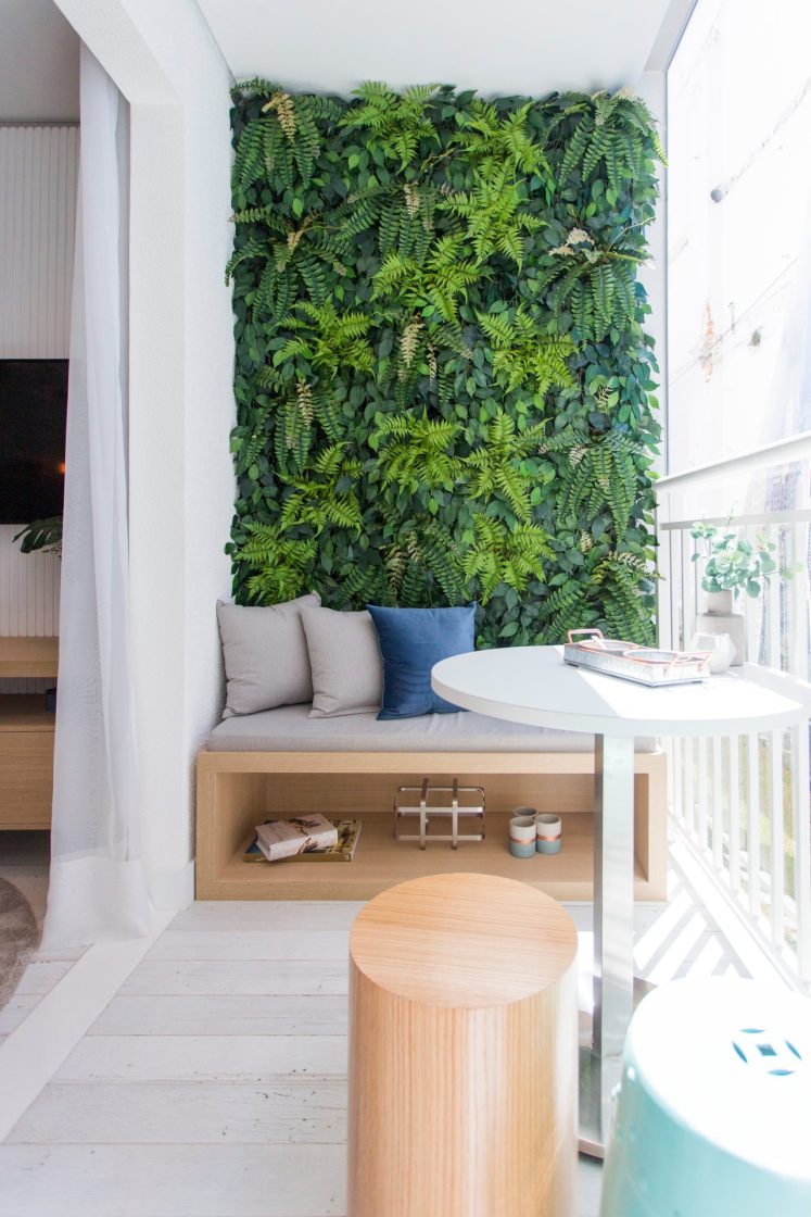 parede verde em apartamento pequeno