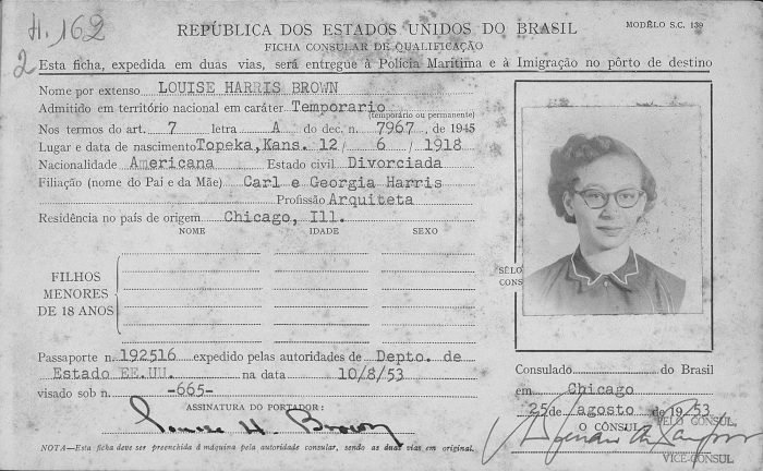 Visto de Georgia Louise Harris Brown para viajar ao Brasil | Imagem: Arquivo Nacional, Rio de Janeiro (RJ)