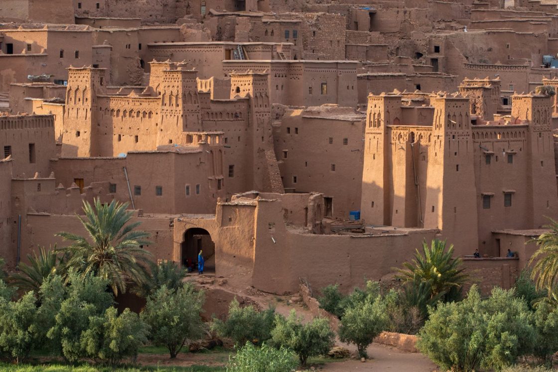 Vista da cidadela de barro de Ait Ben Haddou, no Marrocos 