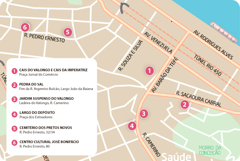 mapa google do circuito histório de herança africana