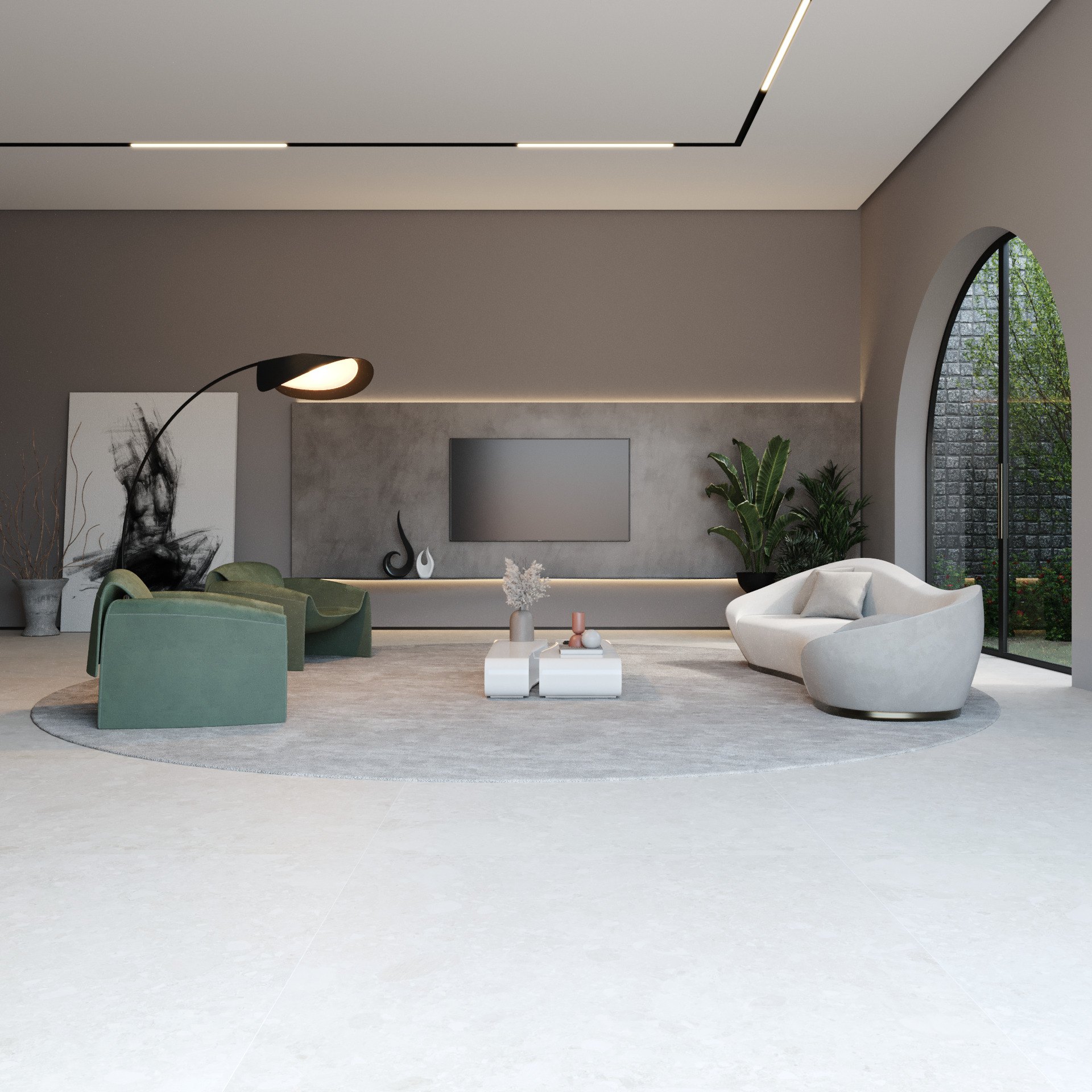 Sala de estar com iluminação planejada