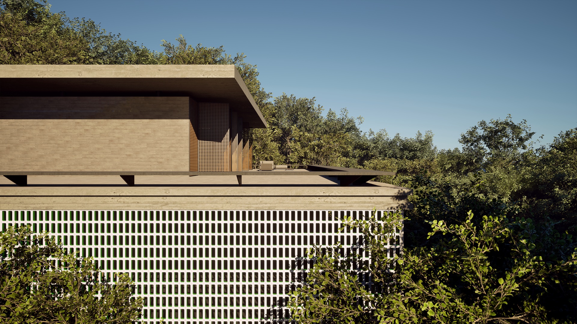 Casa contemporânea com fechamento em cobogó