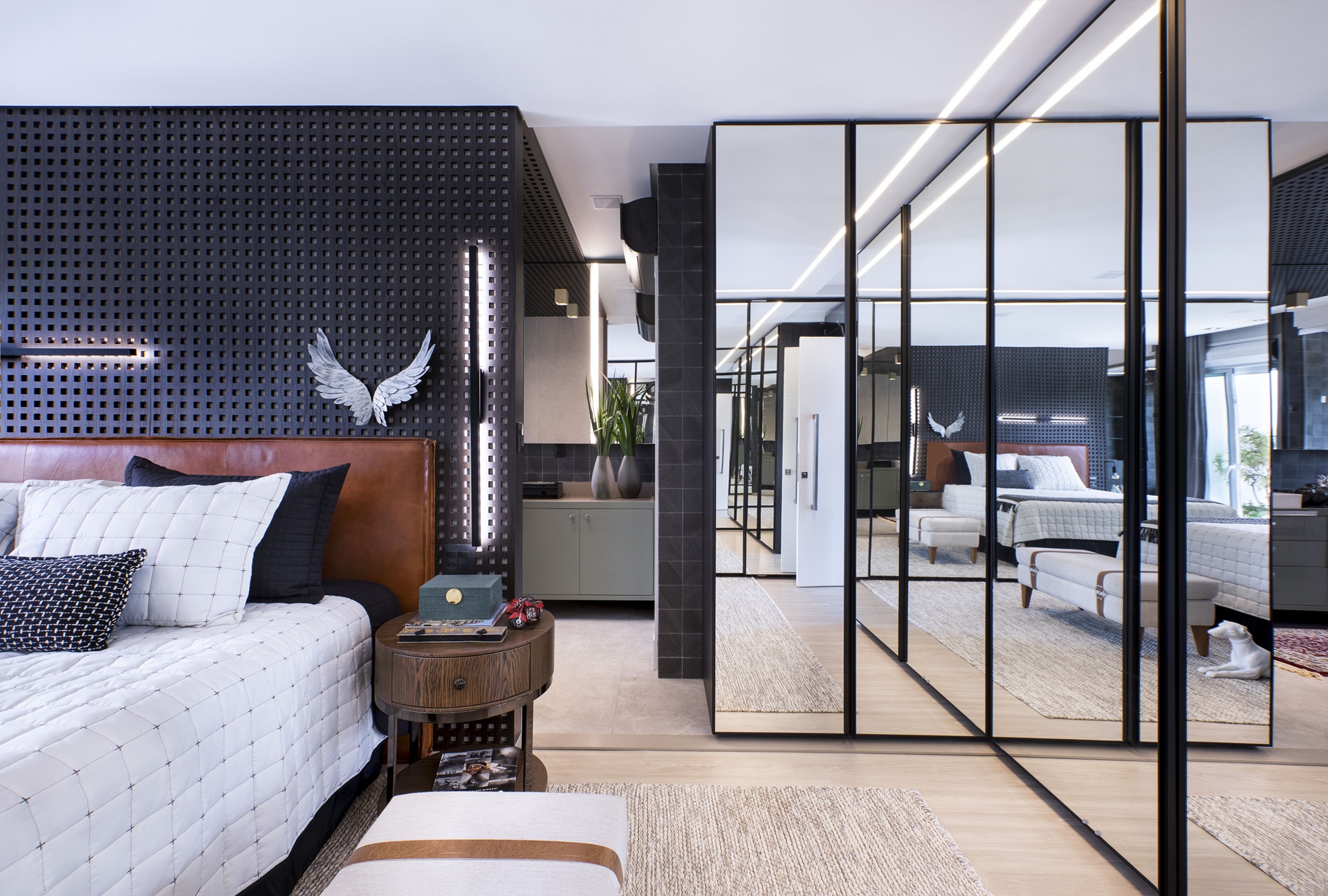 Quarto masculino com decoração moderna