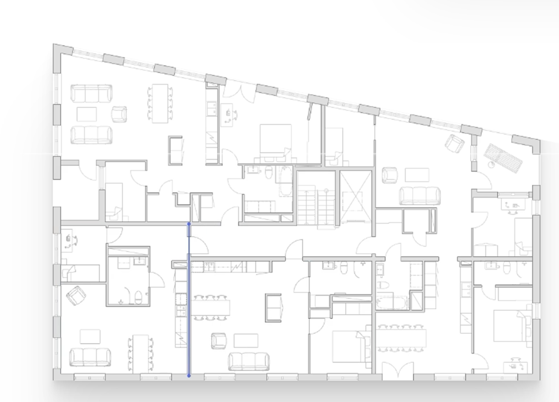 IA na arquitetura Estudo de layout gerado com Finch — ferramenta de IA que otimiza a organização dos ambientes com base em parâmetros funcionais