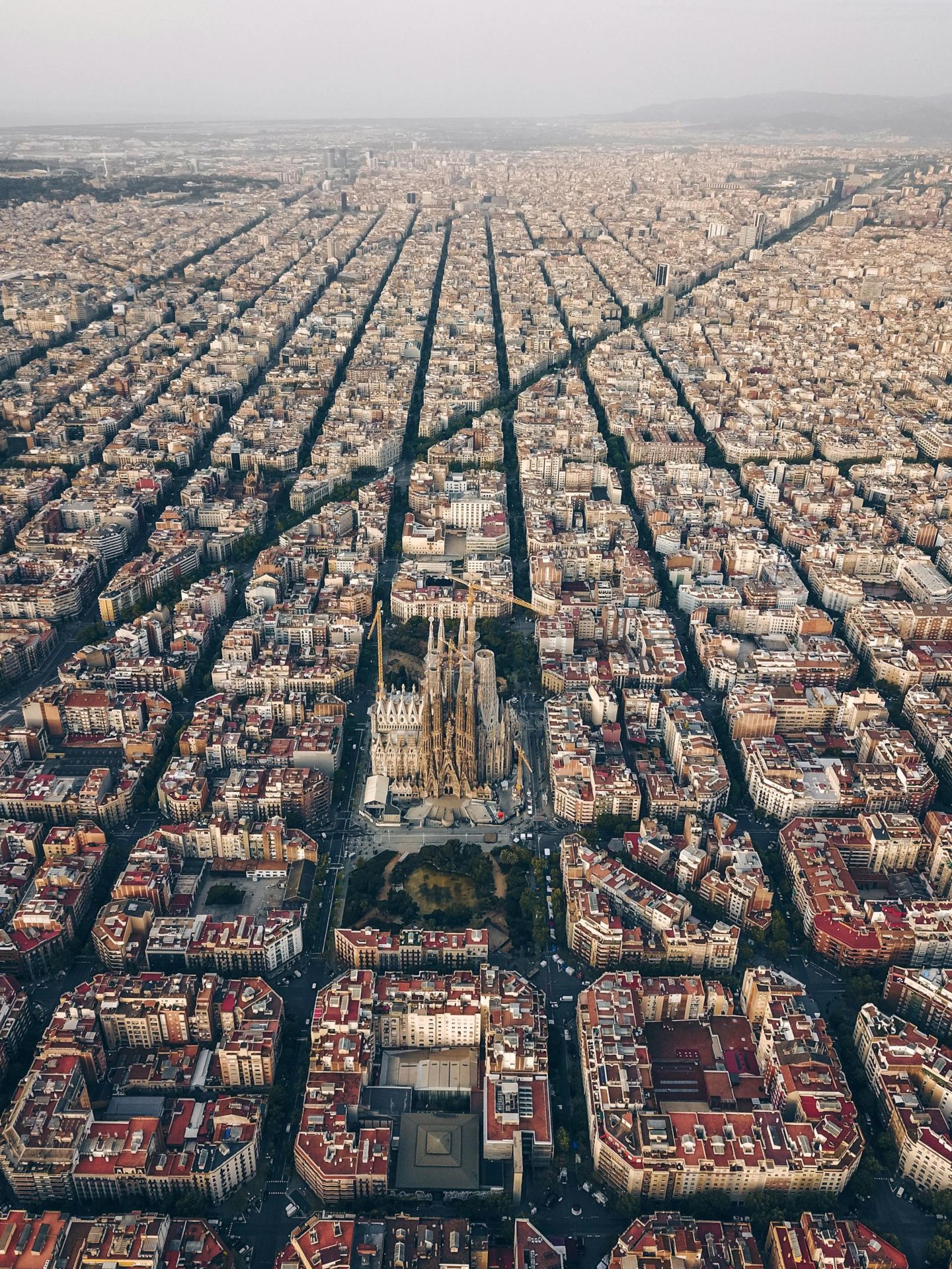 Vista aérea do Plano Cerdà, em Barcelona