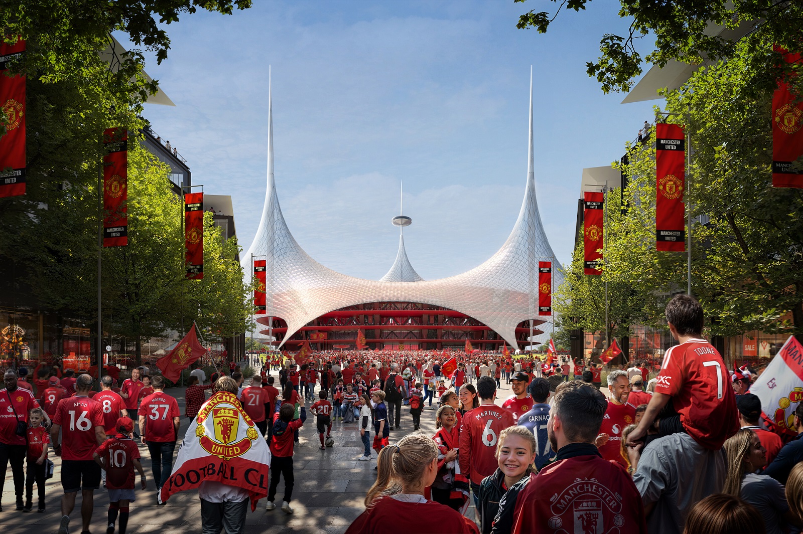 visão frontal do projeto de reforma do old trafford