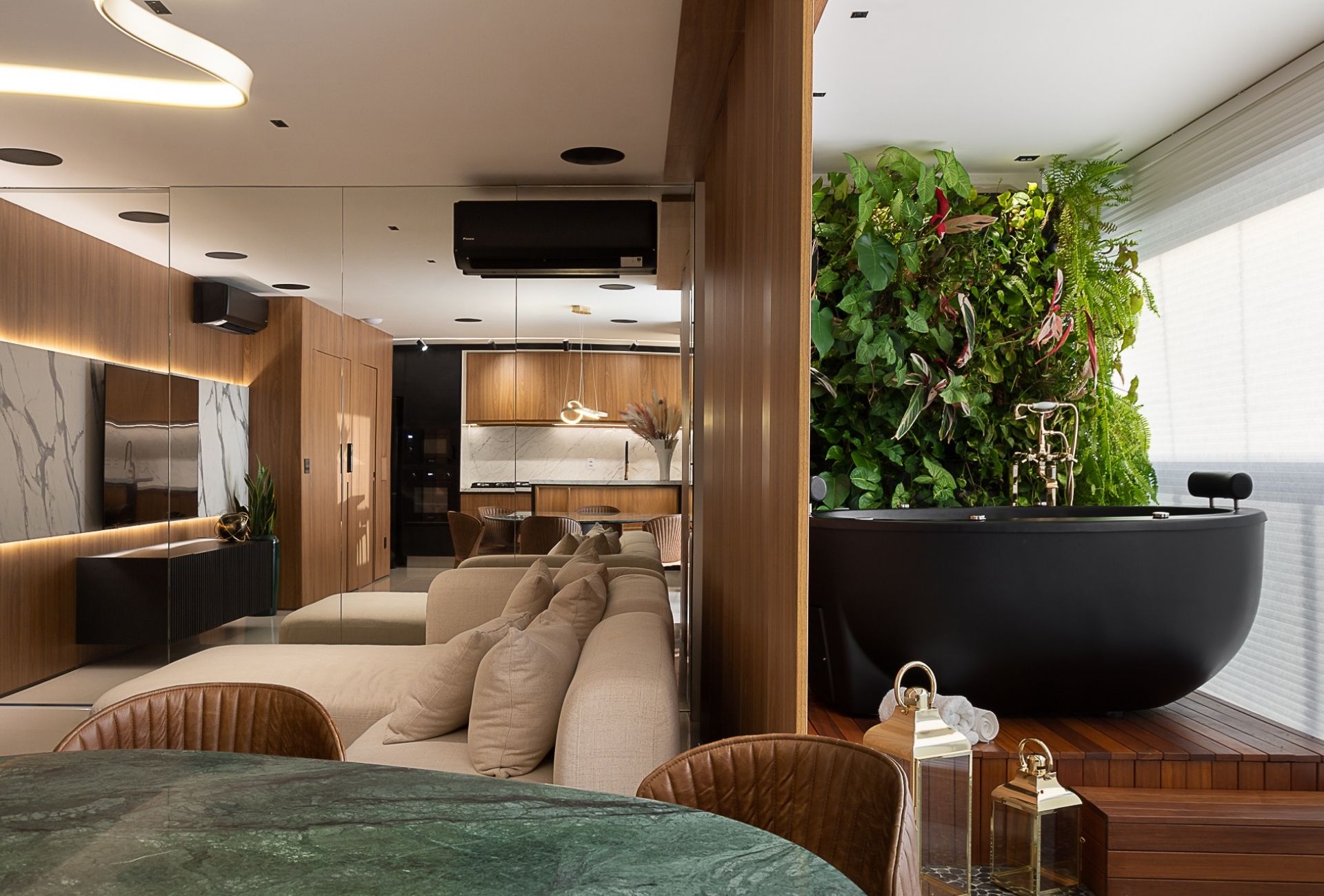 Sala de uma residência com a aplicaçao do design terapêutico