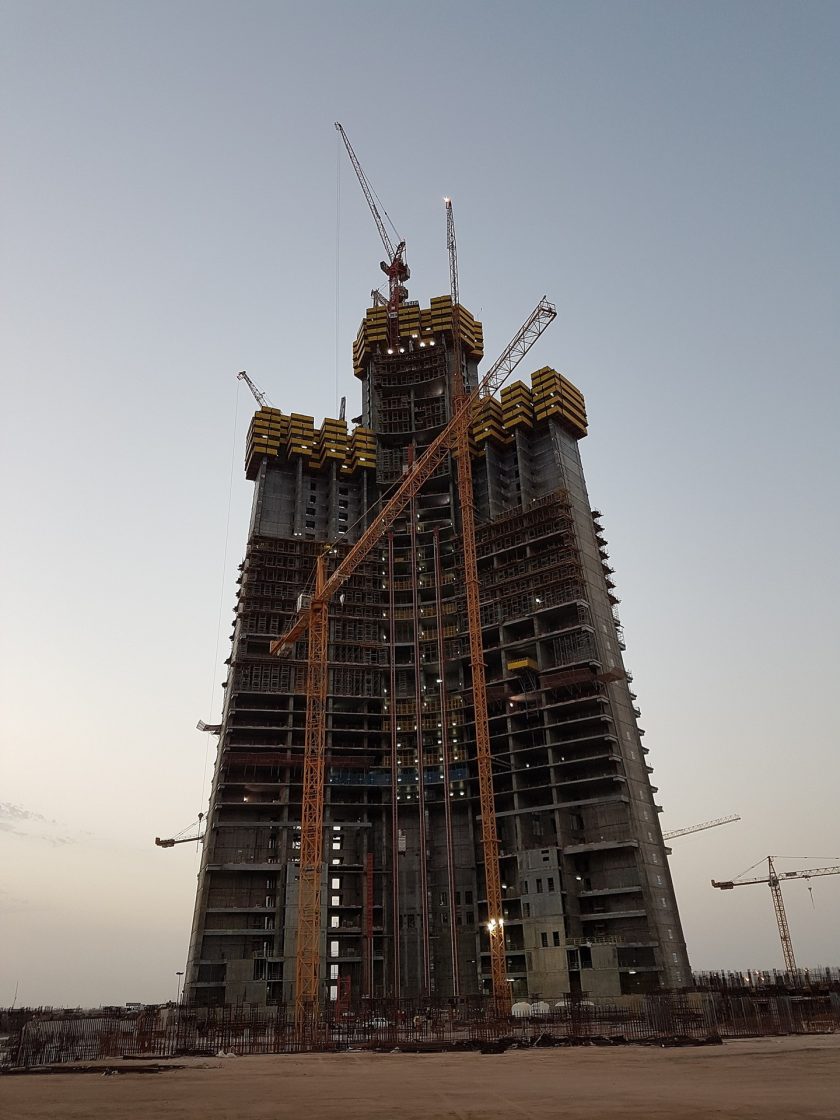 Vista da construção da Jeddah Tower