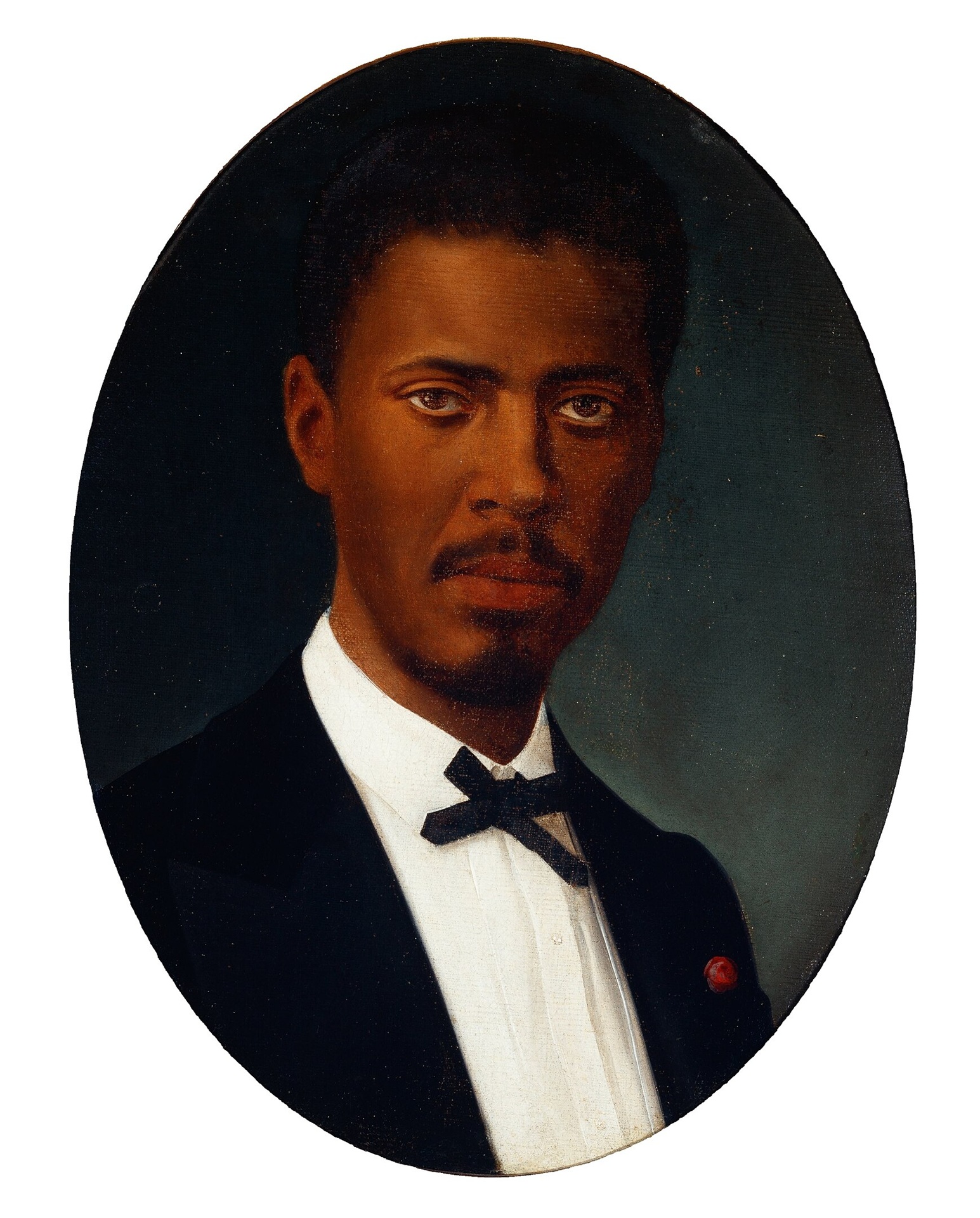 irmaos rebouças Pintura de André Rebouças, homem negro de expressão serena e olhar firme, vestindo terno preto, camisa branca e gravata borboleta