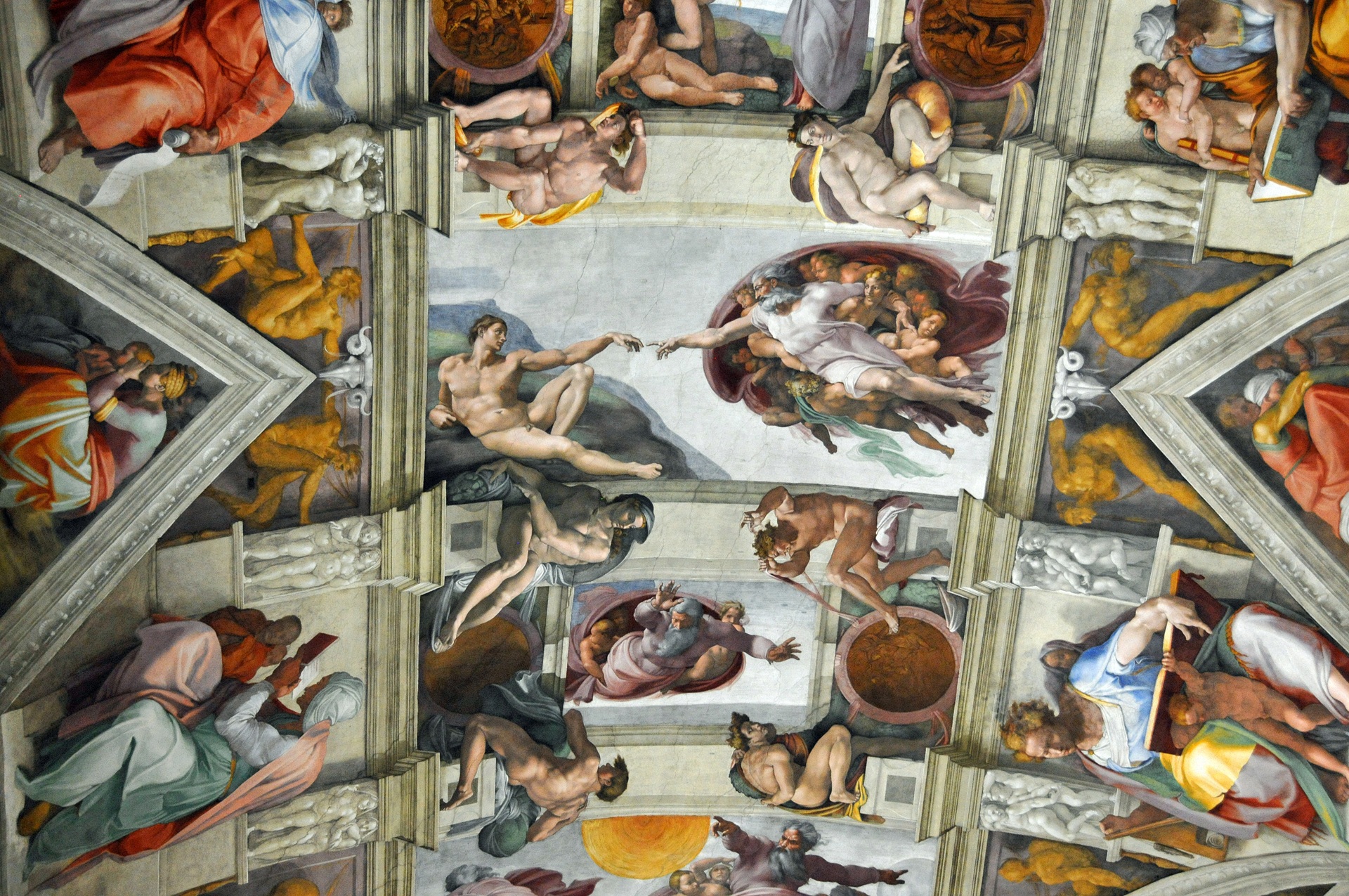 Teto da Capela Sistina, afrescos de Michelangelo Buonarroti no Vaticano
