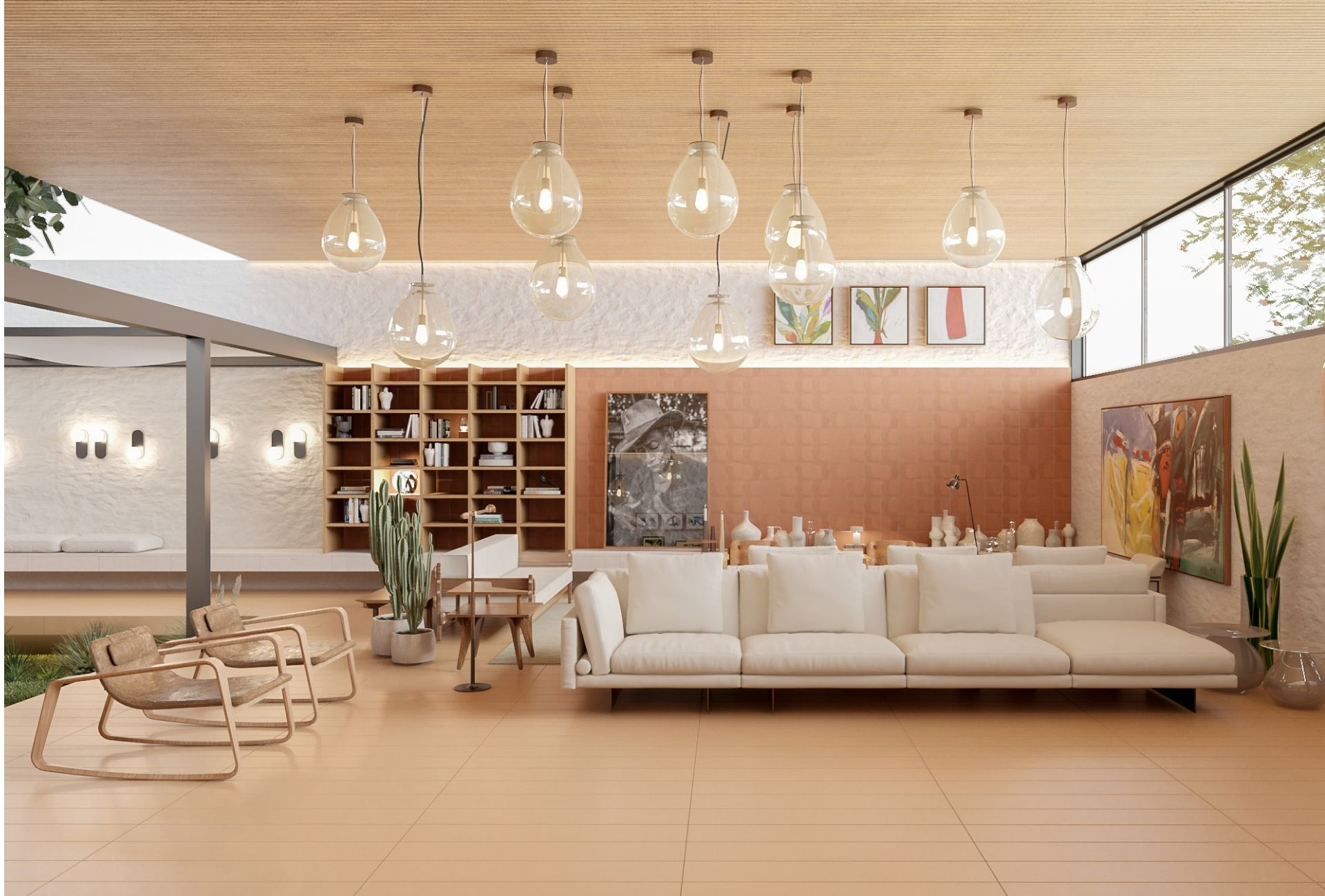 Sala de estar com mobiliário assinado por vários designers