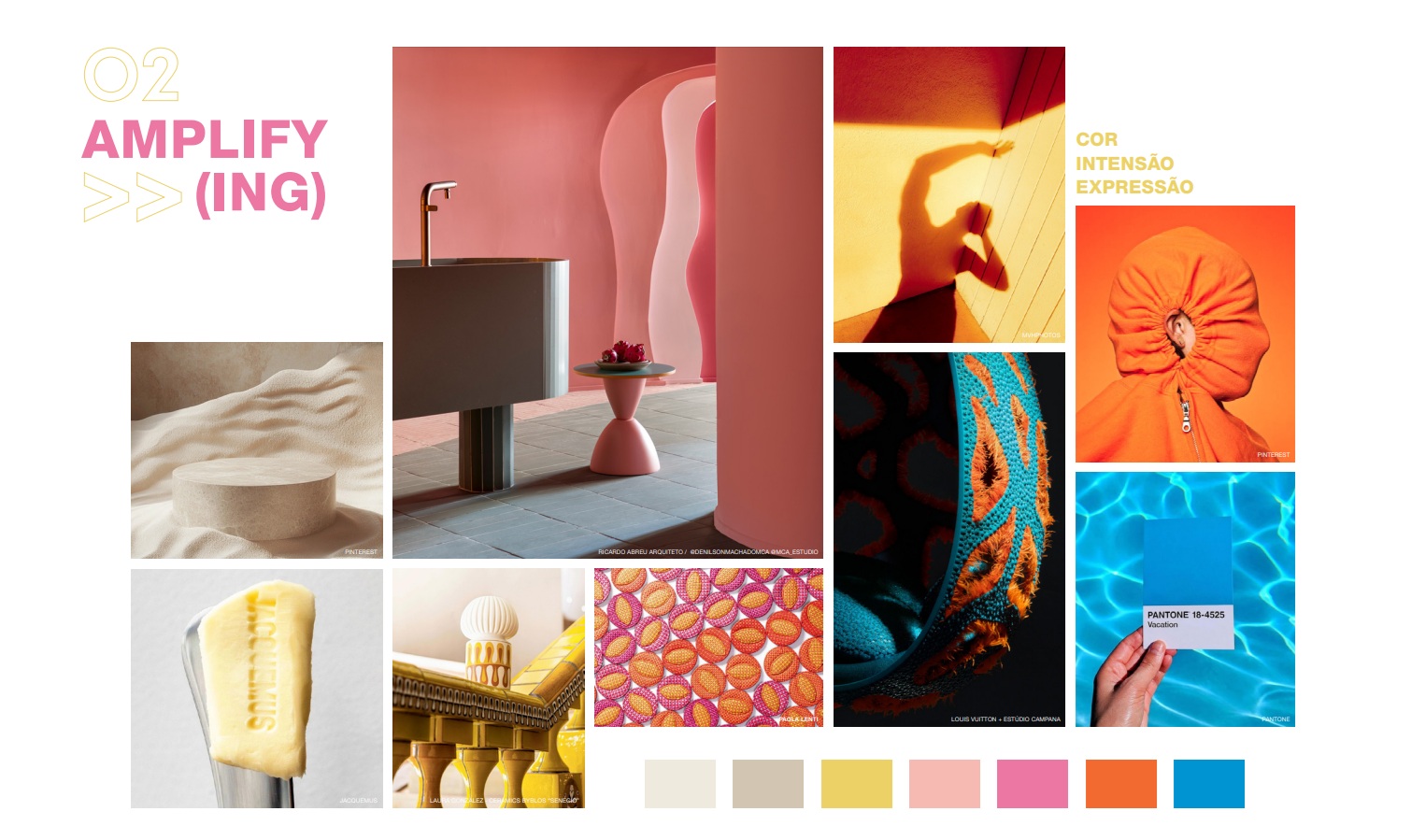 Moodboard da tendência AMPLIFY(ING)